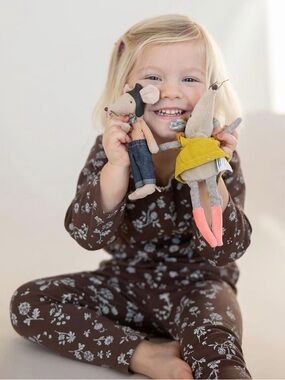 Kids Floral Matching Set in Dark Brown - Kindly The Label